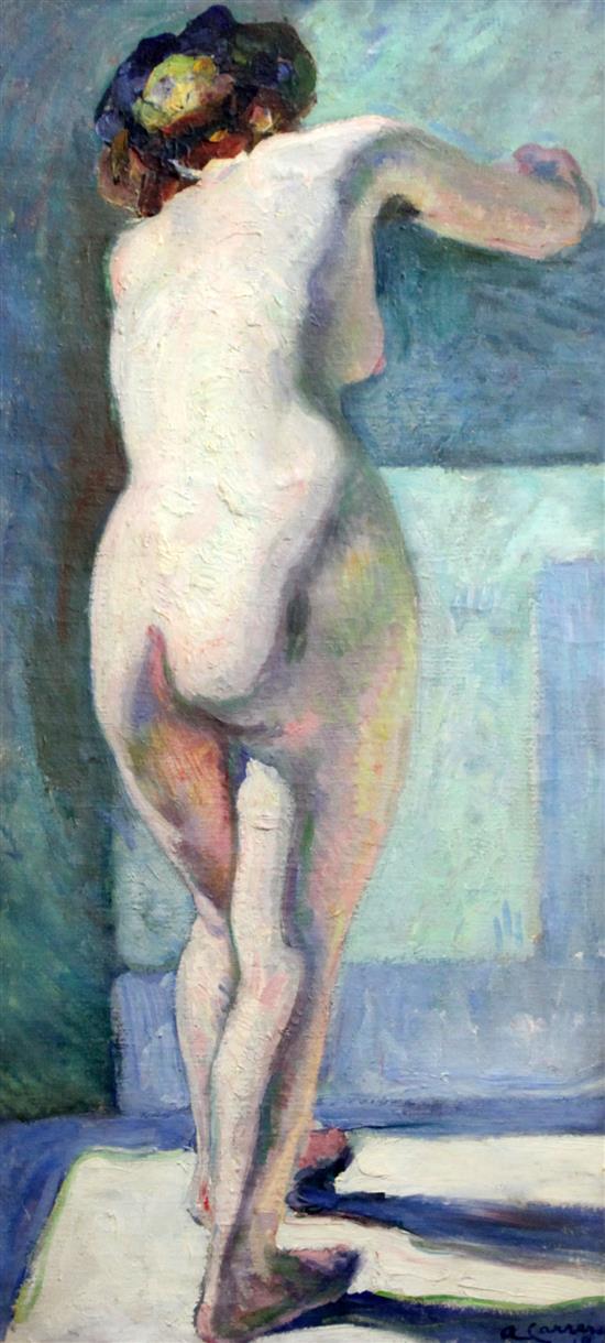 § Augustin Carrera (1878-1952) Standing female nude 33.5 x 16in.
